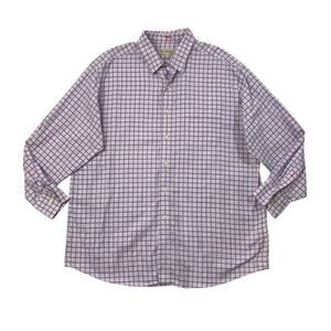 Tommy Bahama Shirt Mens 17 Pink Royal Blue Check Windowpane Cotton Button Up